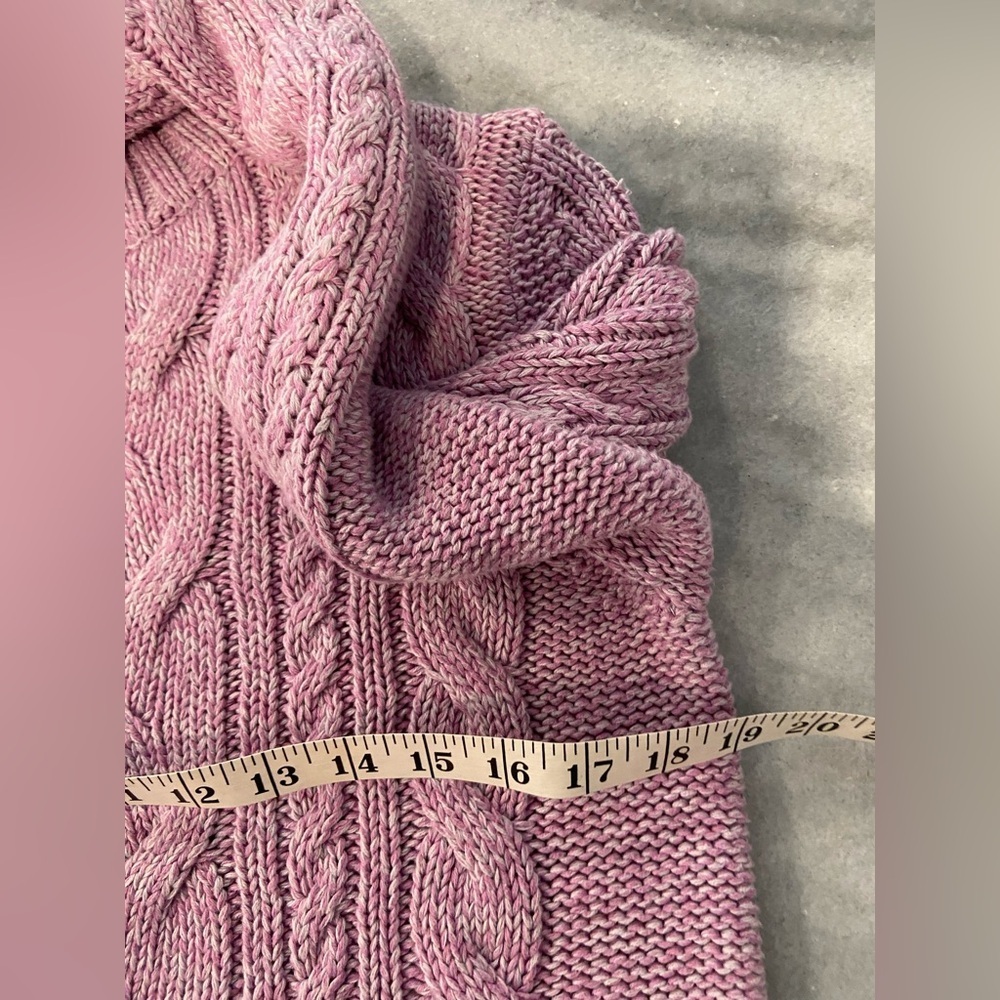 L.L. Bean Size M Lavender Long Sleeve Cable Knit Full Zip Mock Neck Cardigan - Picture 12 of 12
